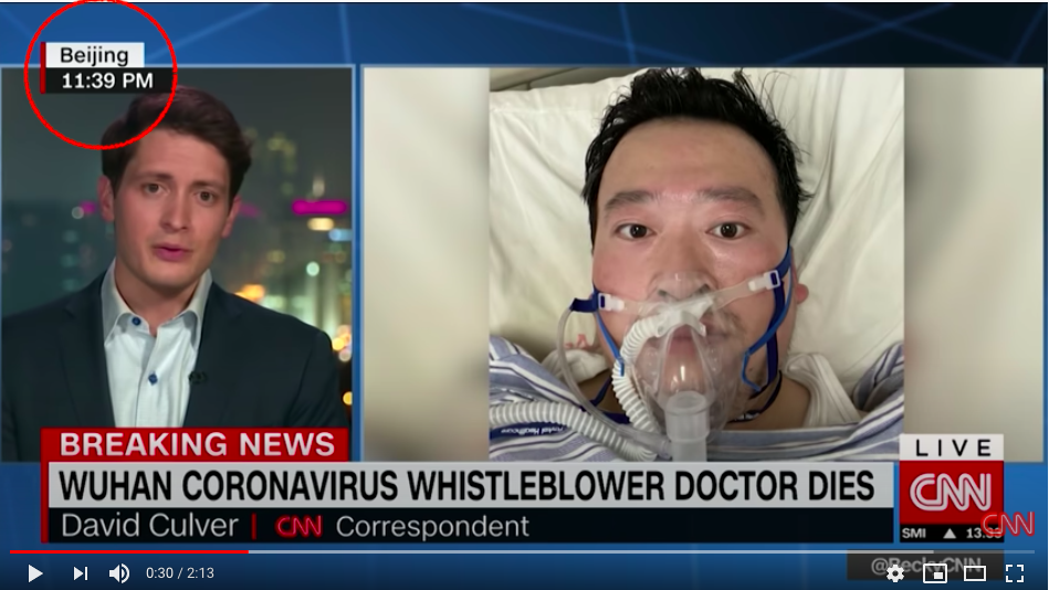 CNN reported Li Wenliang's death